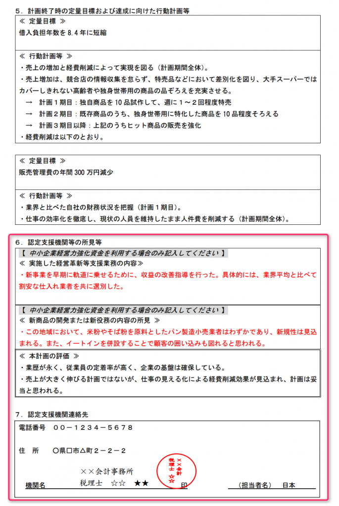 事業計画書の裏面